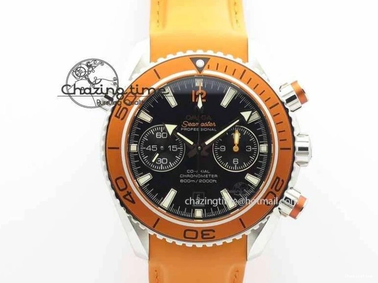 0513 Planet Ocean Master Chrono 45mm SS OM 1:1 Best Edition Black Dial On Orange Rubber Strap A Attractive 8170